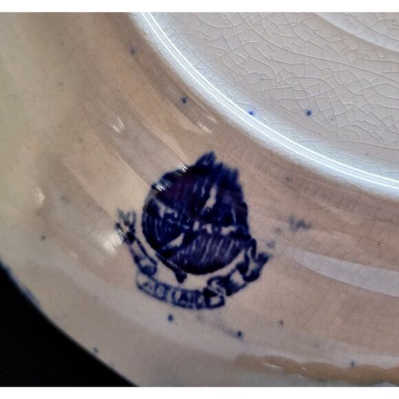 Antique Flow Blue with Gold Trim Dinner Plate Marked - Picture 4 of 4